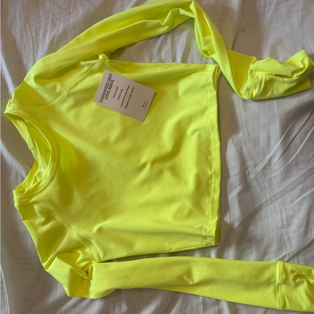 Fleo Neon Yellow Long Sleeve Crop Top